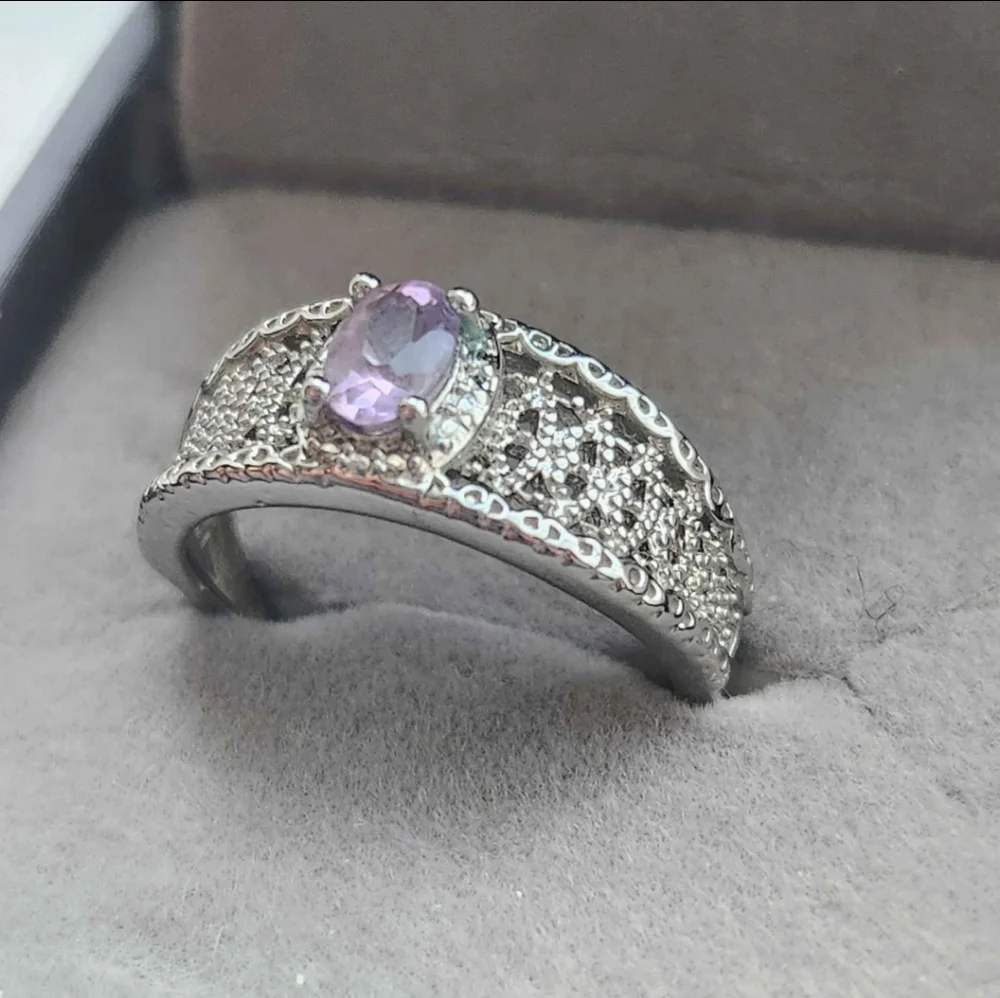 Amethyst ring adjustable size band